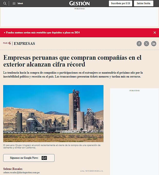 Empresas peruanas que compran compaas en el exterior alcanzan cifra rcord